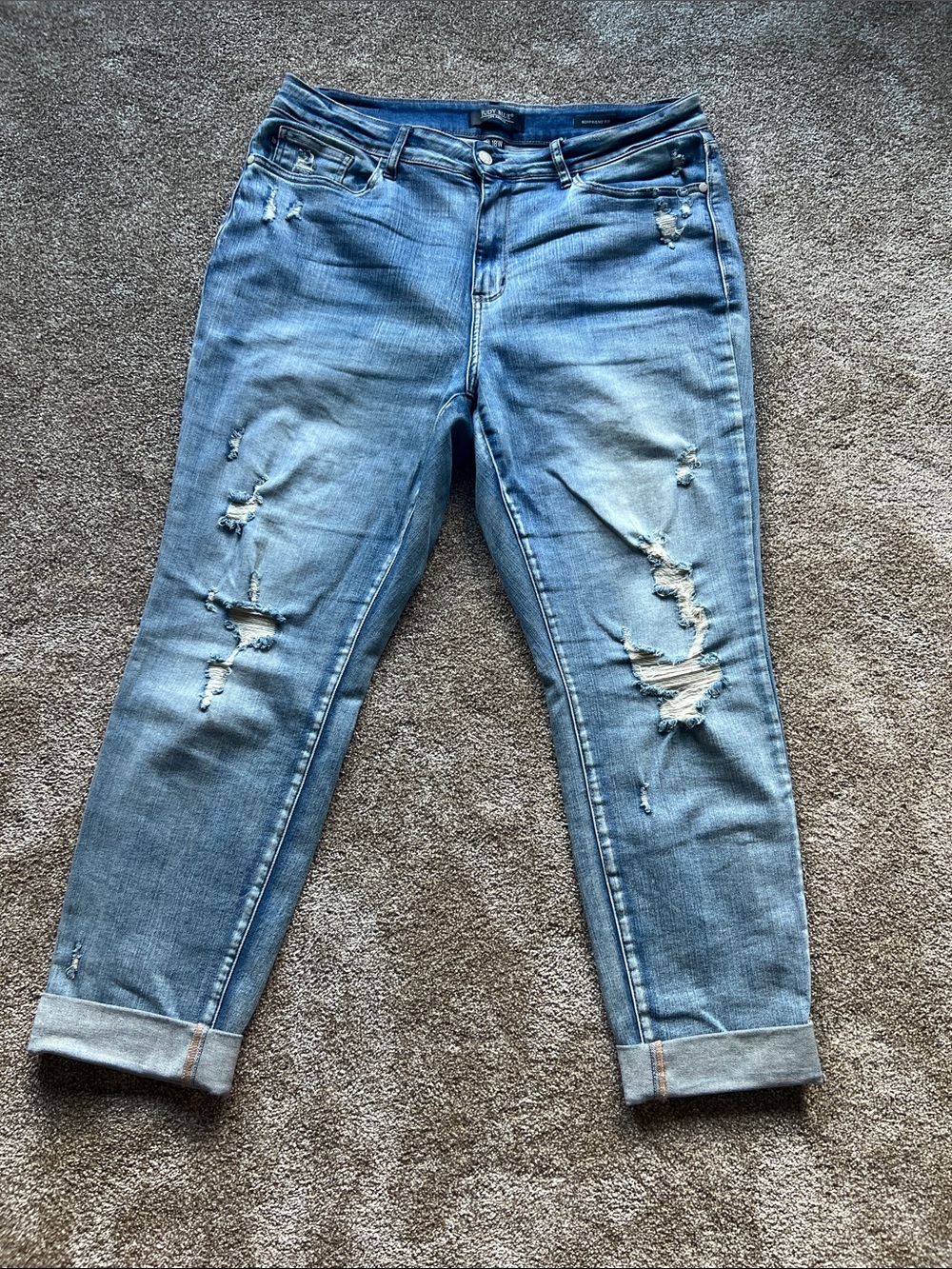 Judy Blue Light Blue Distressed Boyfriend Jeans